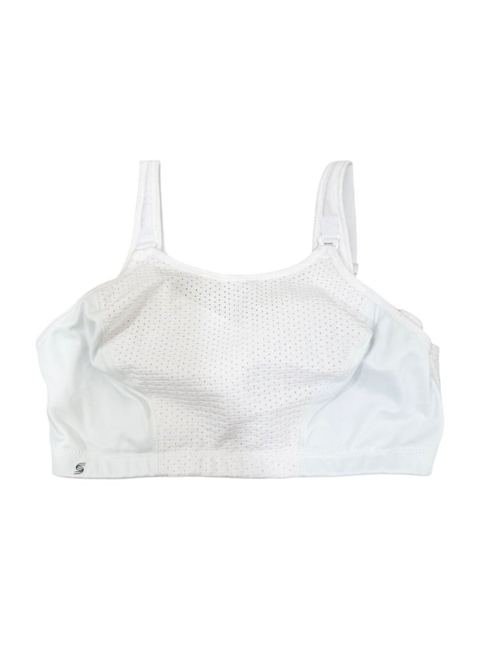 Glamorise Sports Bra White Women Size 36F Adjustable Straps Hook Back Mesh Panel